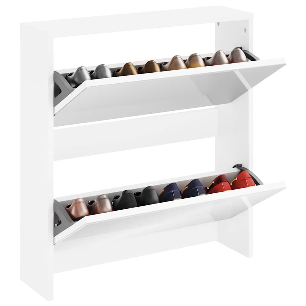 Shoe Cabinet 2-Layer Mirror White 63x17x67 cm