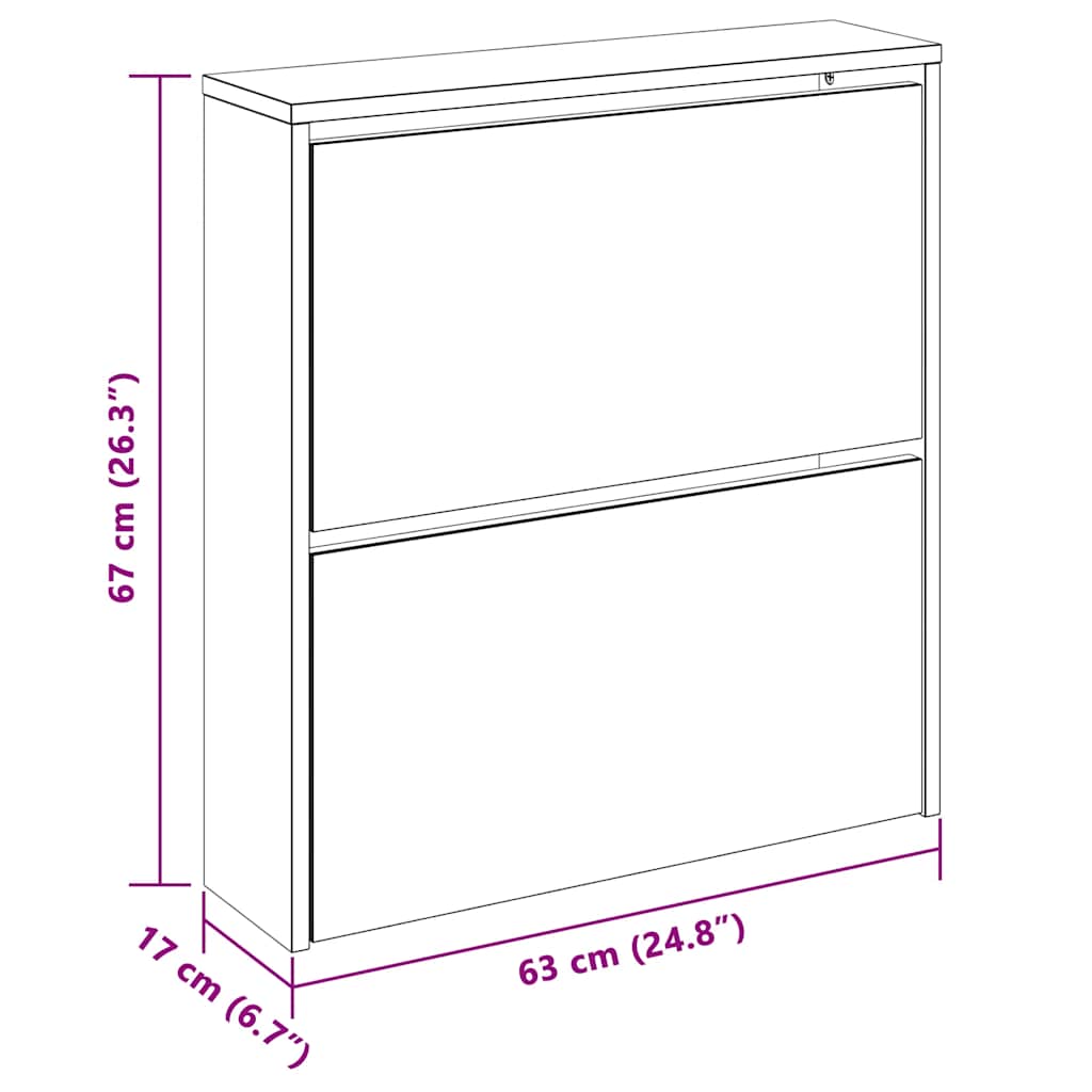 Shoe Cabinet 2-Layer Mirror White 63x17x67 cm