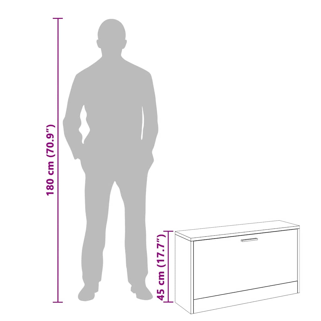 Shoe Storage Bench Oak 80x24x45 cm