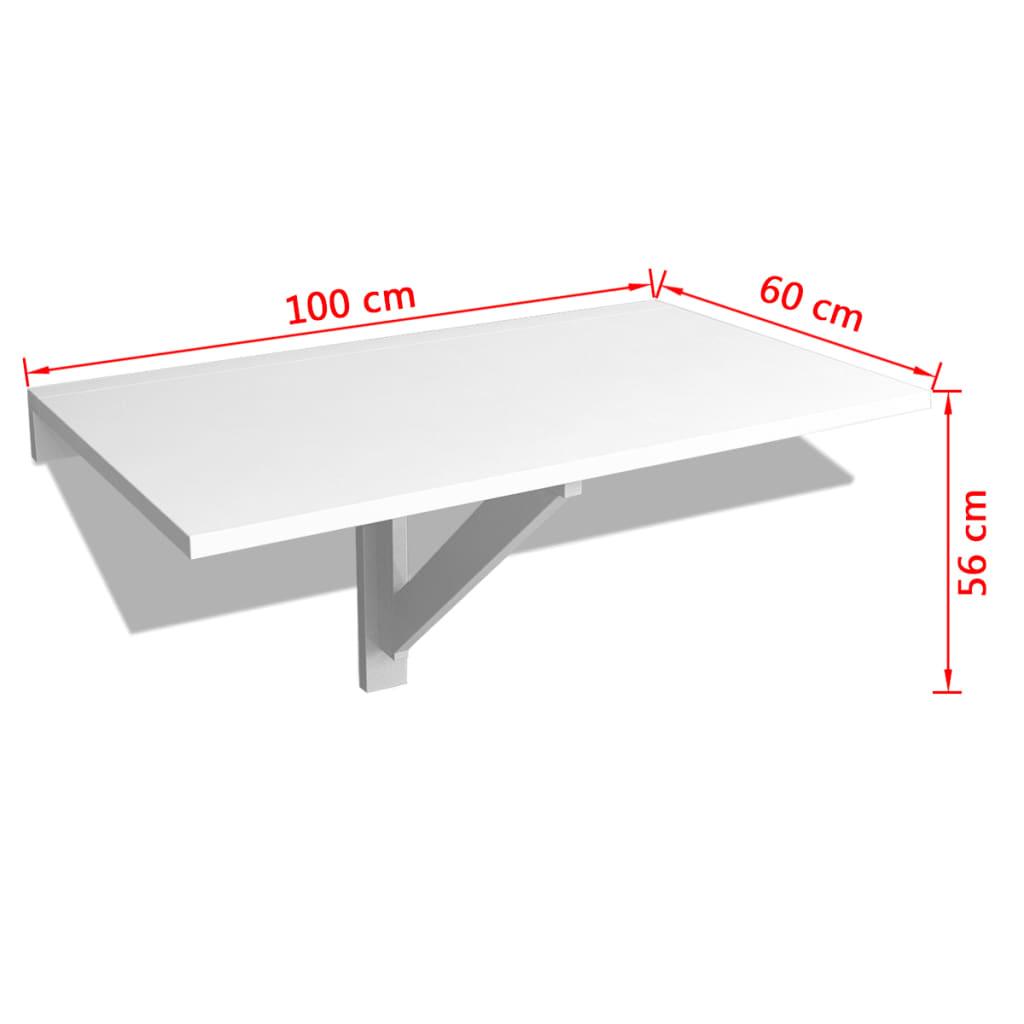 Folding Wall Table White 100x60 cm