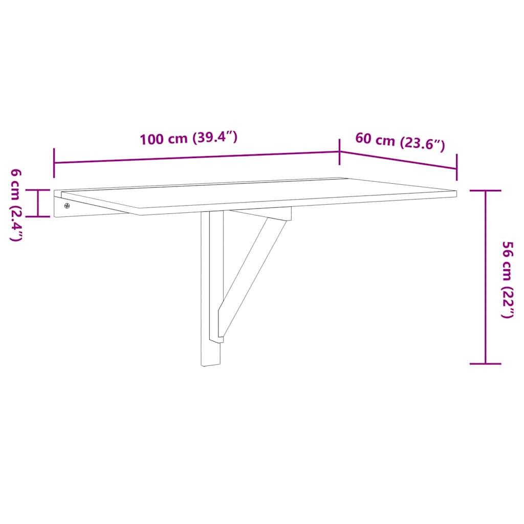 Folding Wall Table White 100x60 cm