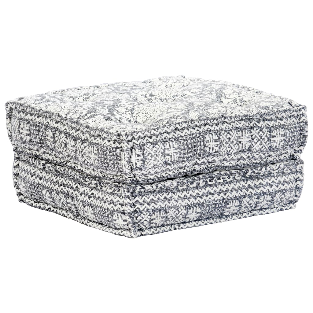 2-Seater Modular Pouffe Light Grey Fabric