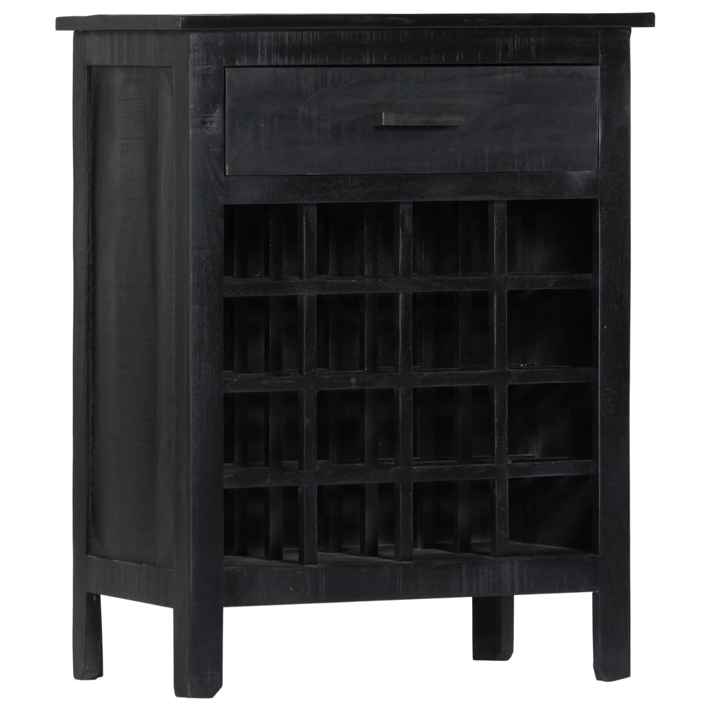 Wine Rack Black 56x35x75 cm Solid Mango Wood