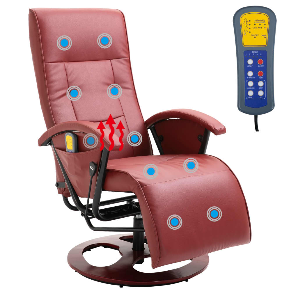 Massage Chair Wine Red Faux Leather