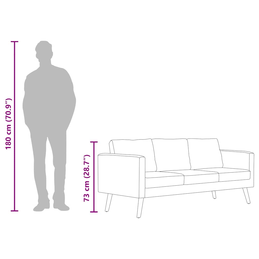 3-Seater Sofa Fabric Cream