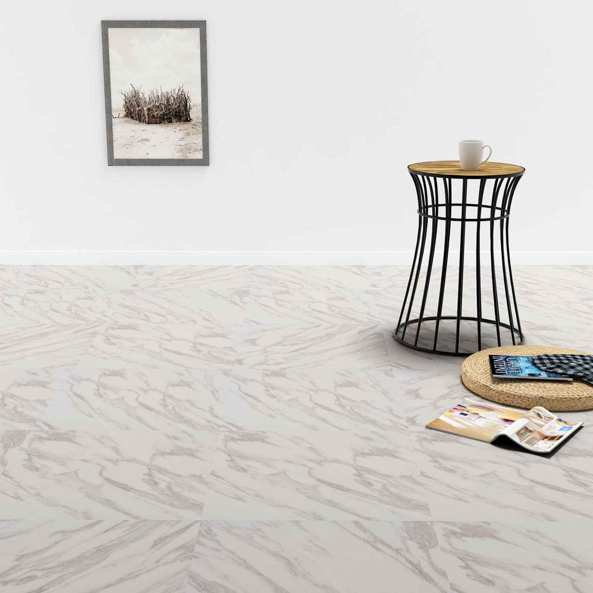 Flooring Planks 5.11 m² 55 pcs PVC White Marble