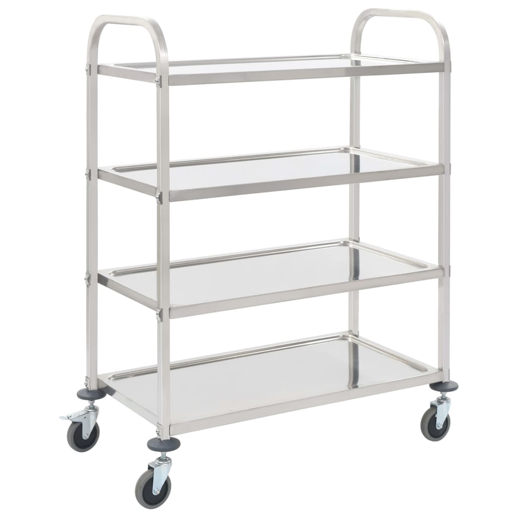 4-Tier Kitchen Trolley 107x55x125 cm Stainless Steel