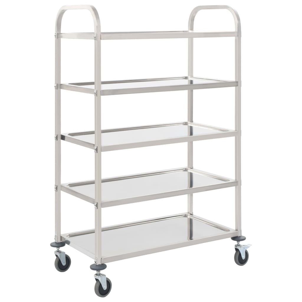 5-Tier Kitchen Trolley 107x55x147 cm Stainless Steel