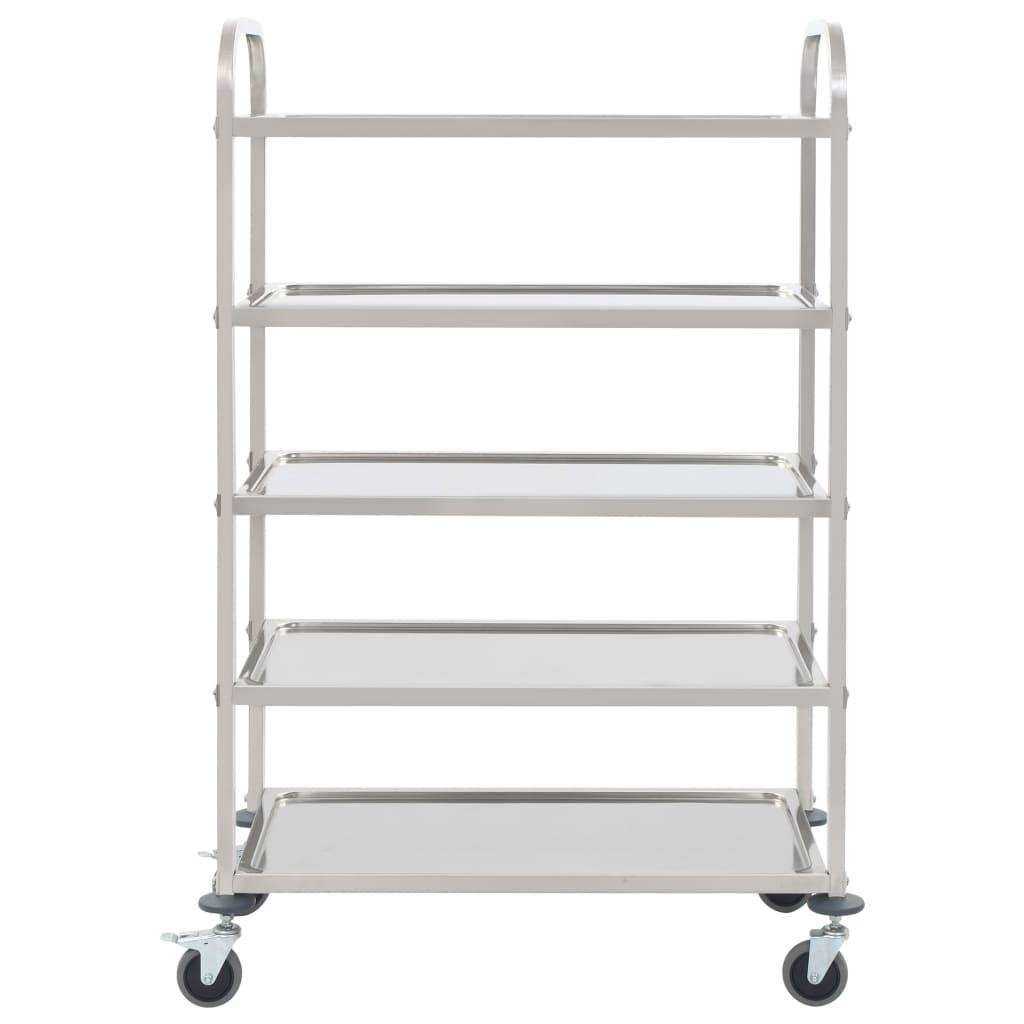 5-Tier Kitchen Trolley 107x55x147 cm Stainless Steel