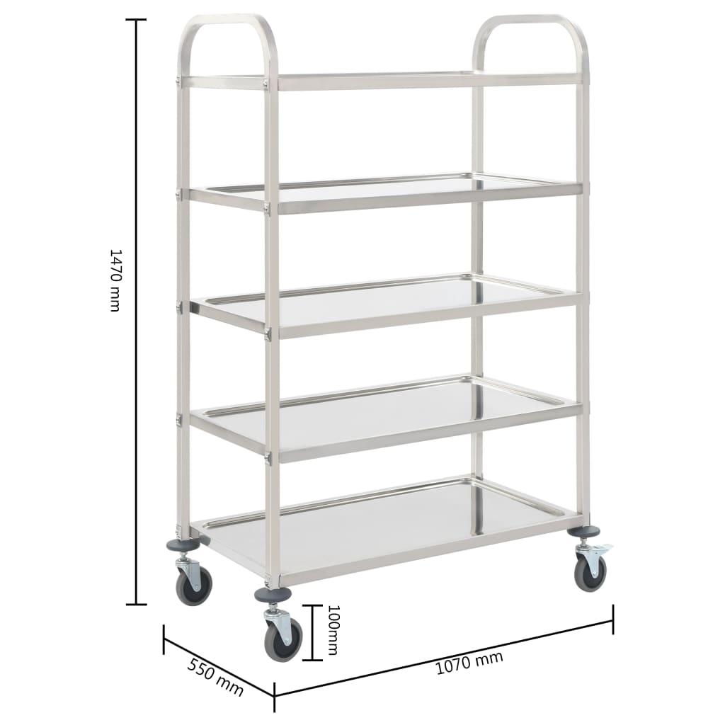 5-Tier Kitchen Trolley 107x55x147 cm Stainless Steel