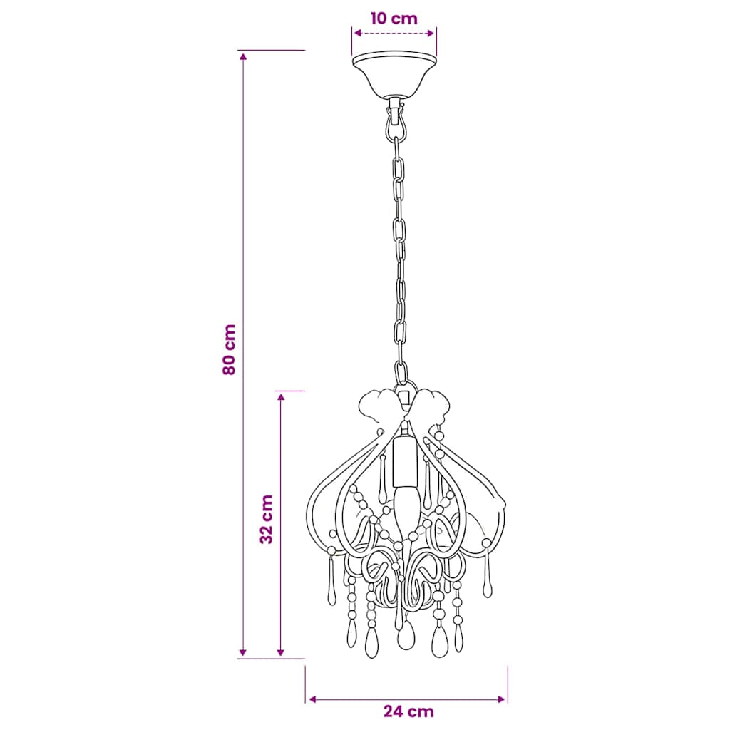 Ceiling Lamp with Beads White Round E14