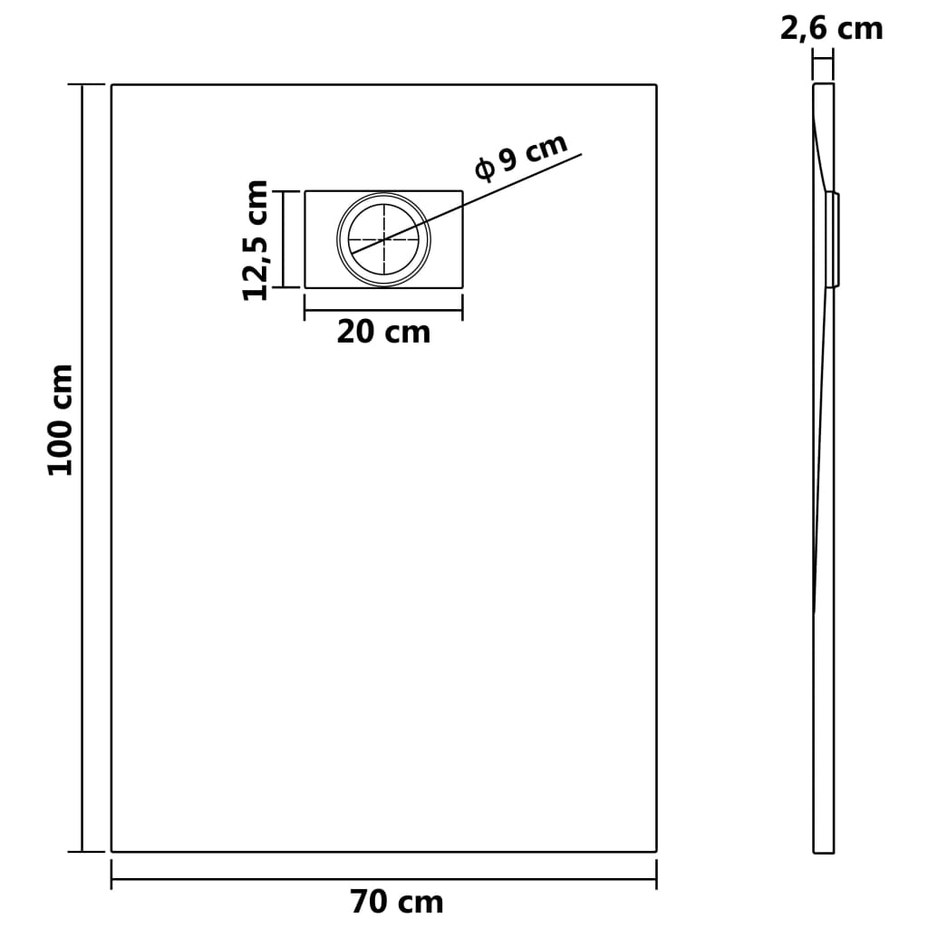 Shower Base Tray SMC White 100x70 cm