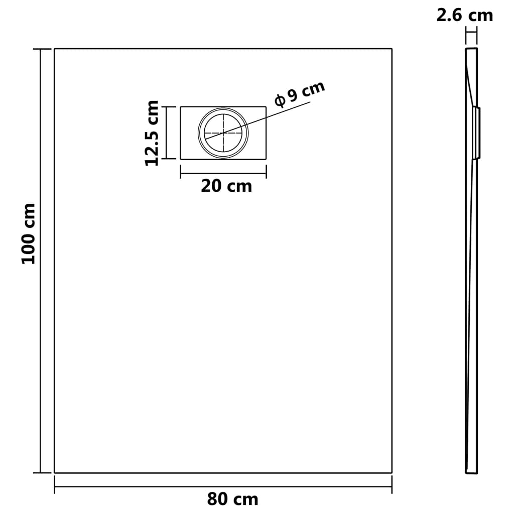 Shower Base Tray SMC White 100x80 cm