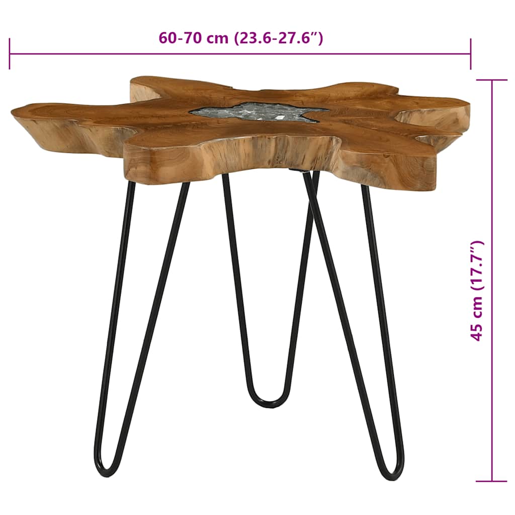 Coffee Table 70x45 cm Solid Teak Wood and Polyresin