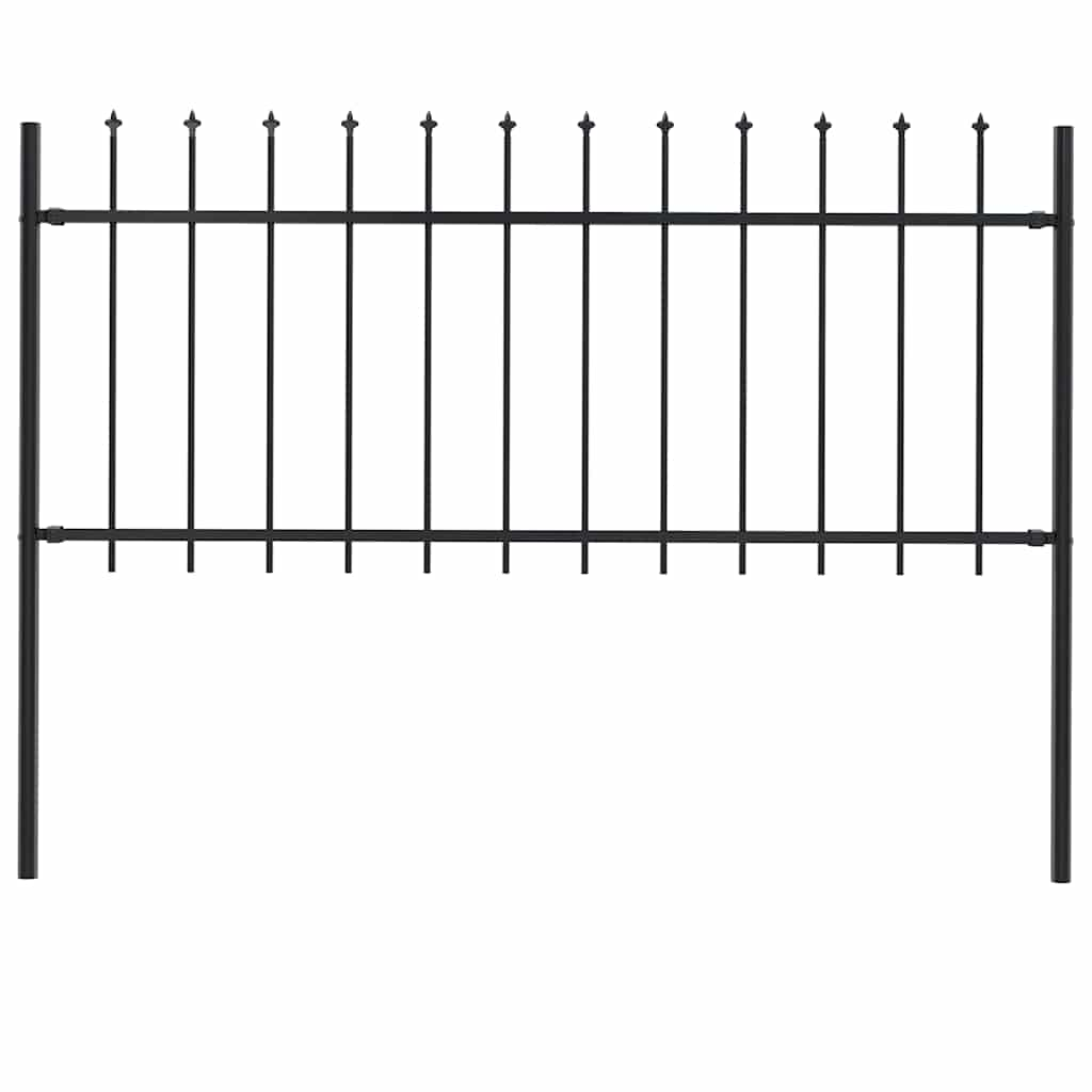 Garden Fence with Spear Top Steel 1.8 m Black