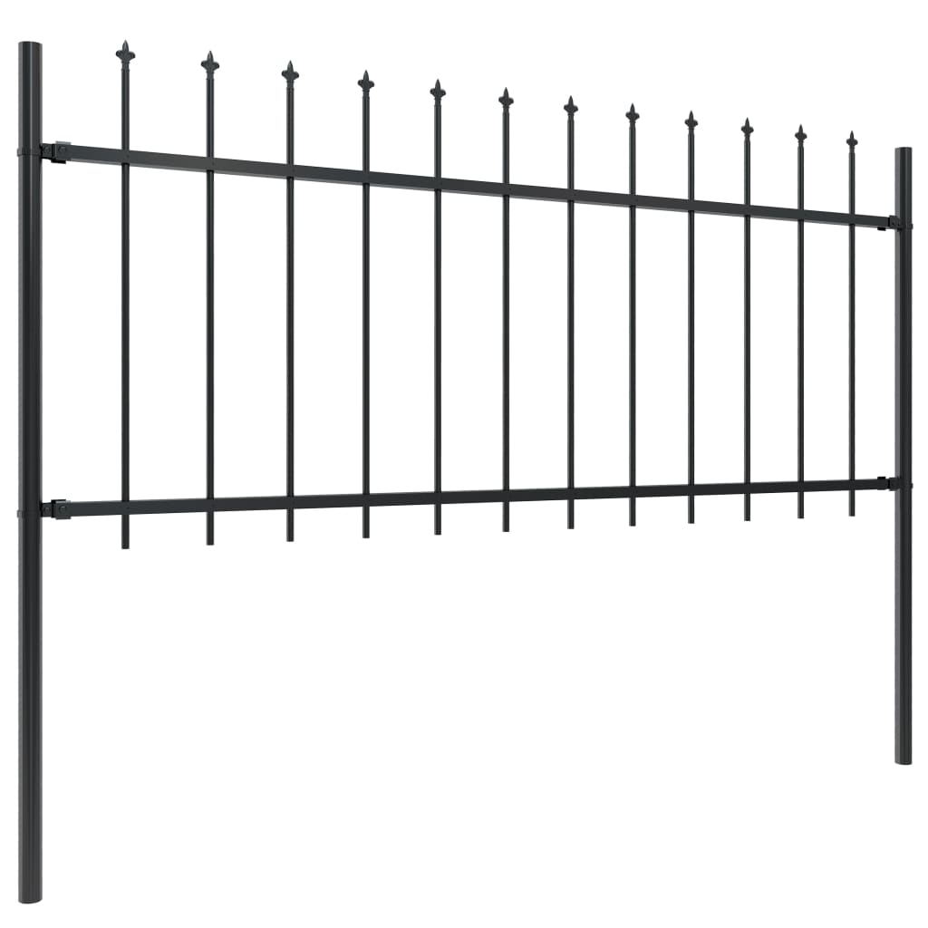 Garden Fence with Spear Top Steel 1.8 m Black