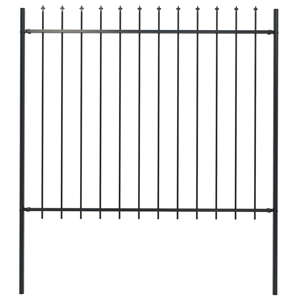 Garden Fence with Spear Top Steel 181x150 cm Black