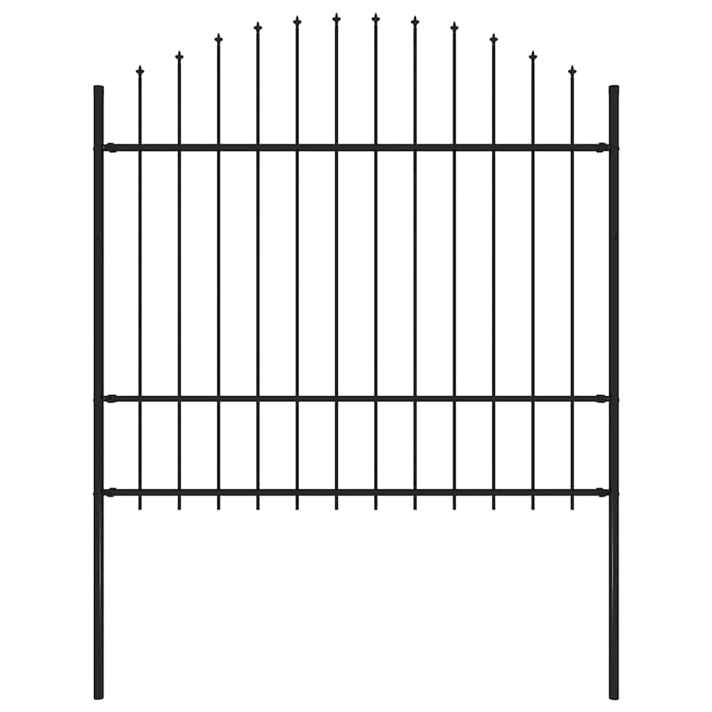 Garden Fence with Spear Top Steel 181x175 cm Black