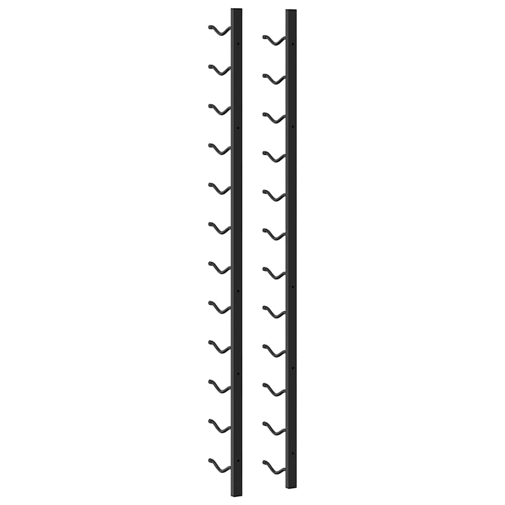 Wall Mounted Wine Rack for 12 Bottles Black Iron
