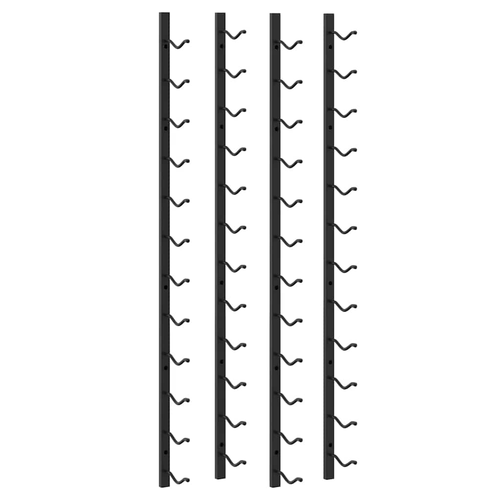 Wall Mounted Wine Racks for 12 Bottles 2 pcs Black Iron