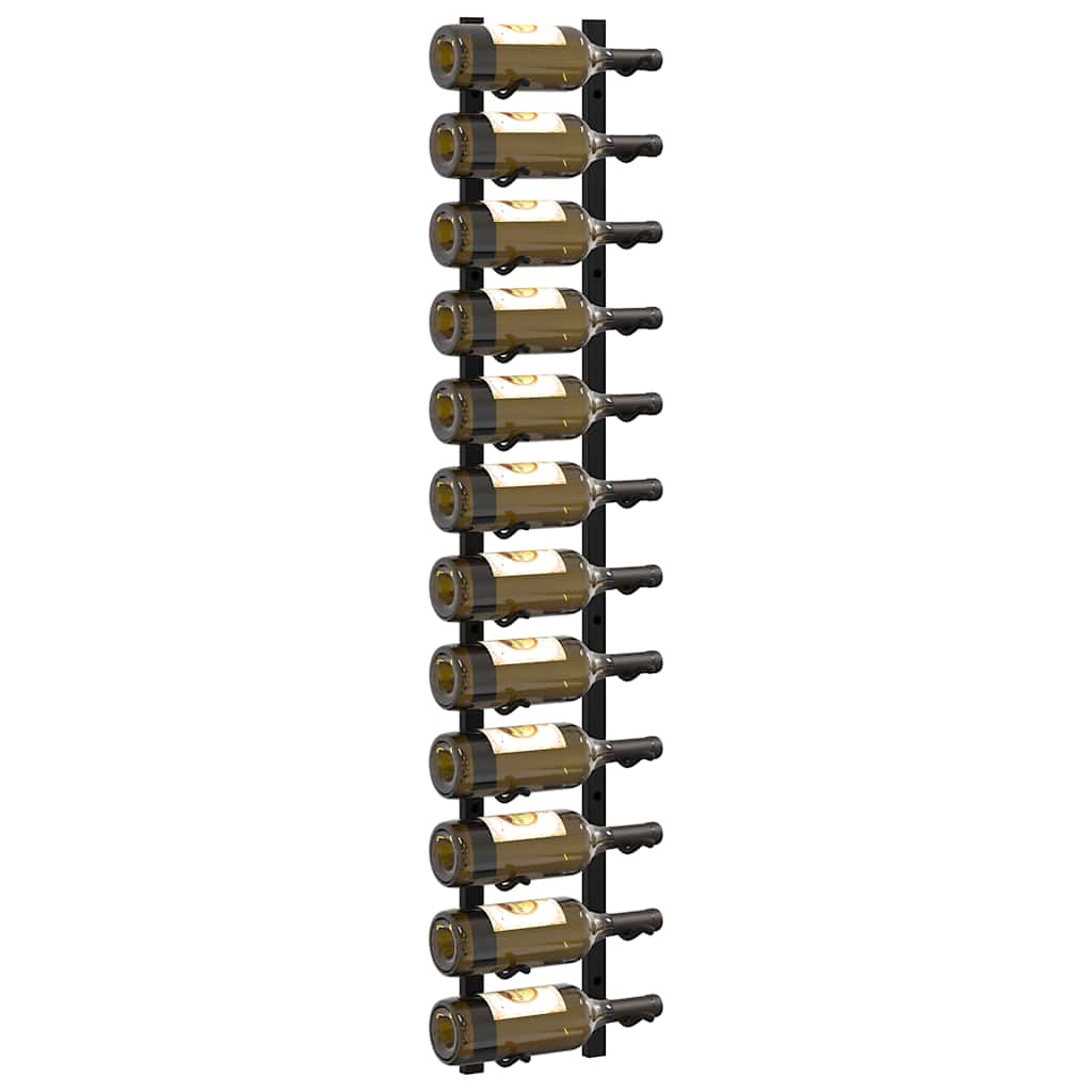Wall Mounted Wine Racks for 12 Bottles 2 pcs Black Iron