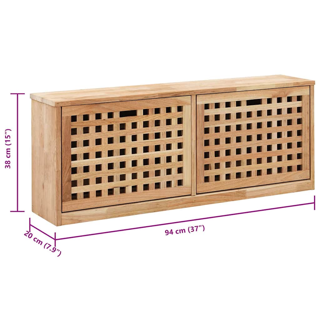 Shoe Storage Bench 94x20x38 cm Solid Walnut Wood