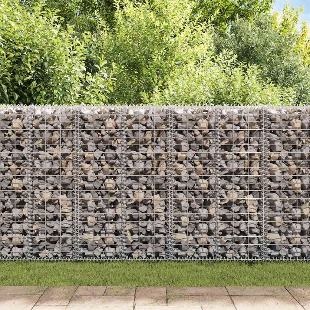 Gabion Wall with Covers Galvanised Steel 20x20x100 cm