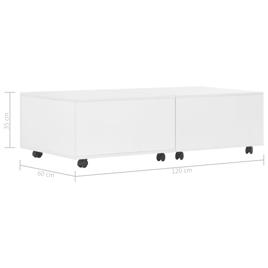 Coffee Table High Gloss White 120x60x35 cm