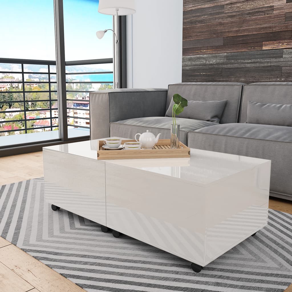 Coffee Table High Gloss White 120x60x35 cm