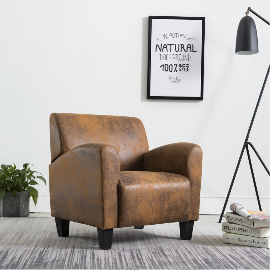 Sofa Chair Brown 70x69x72 cm Faux Suede Leather