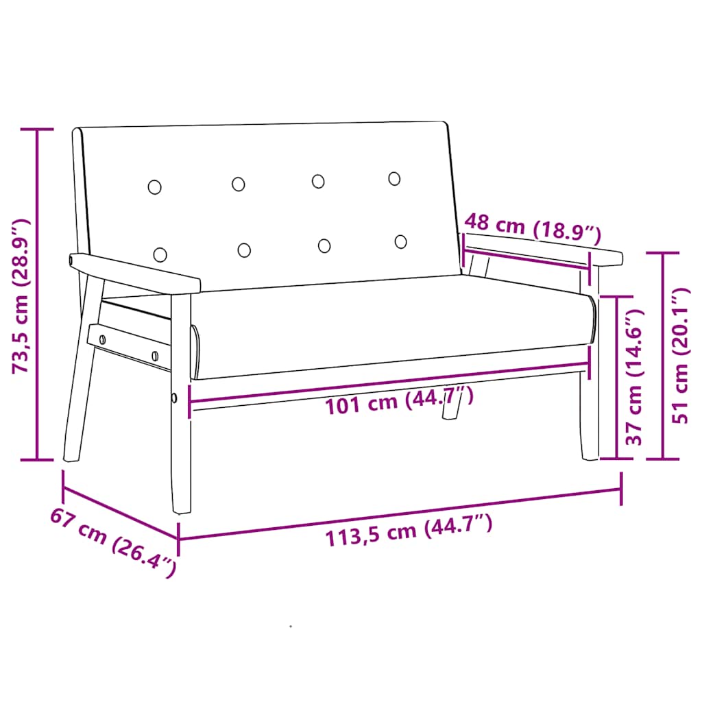 2-Seater Sofa Black Faux Leather
