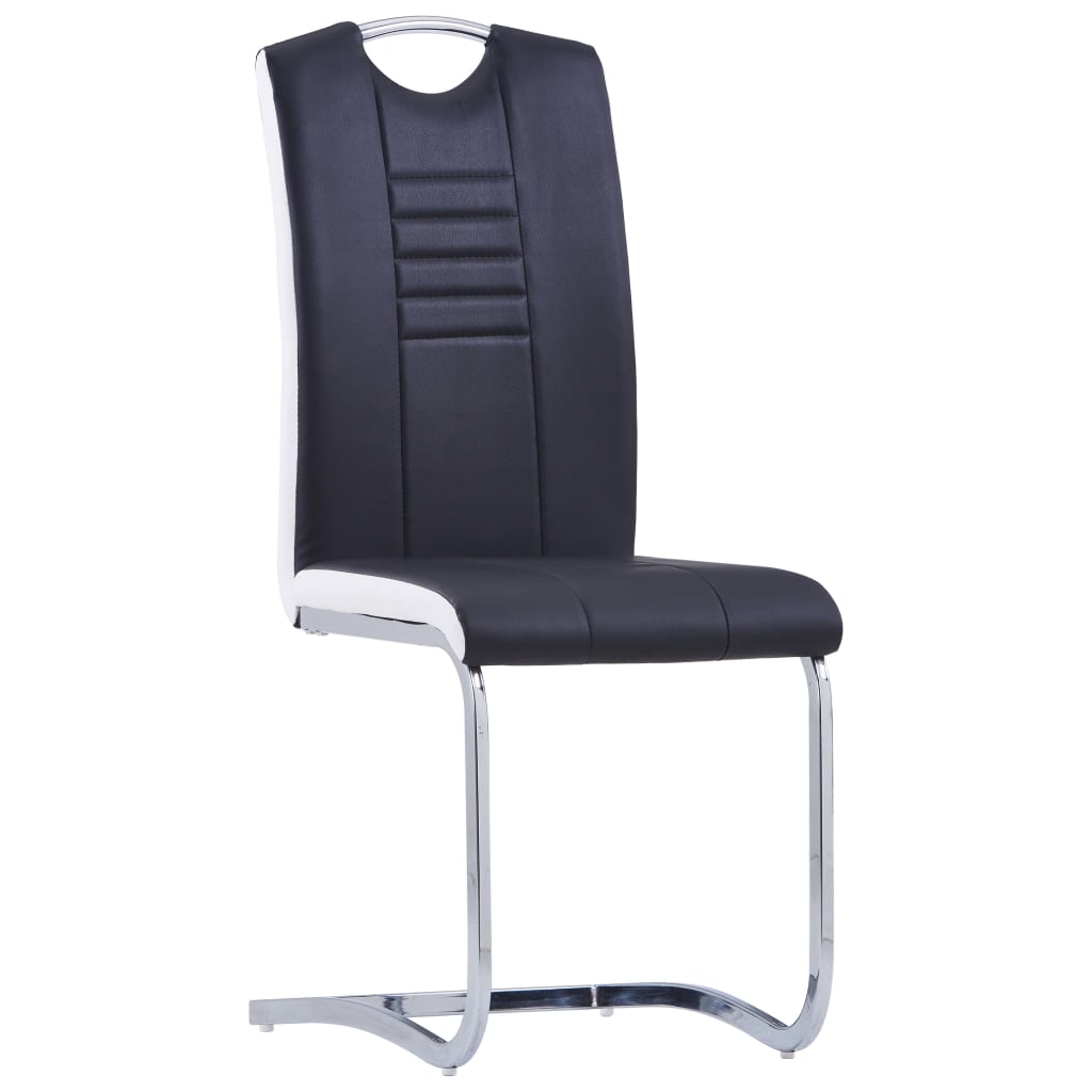 Cantilever Dining Chairs 4 pcs Black Faux Leather