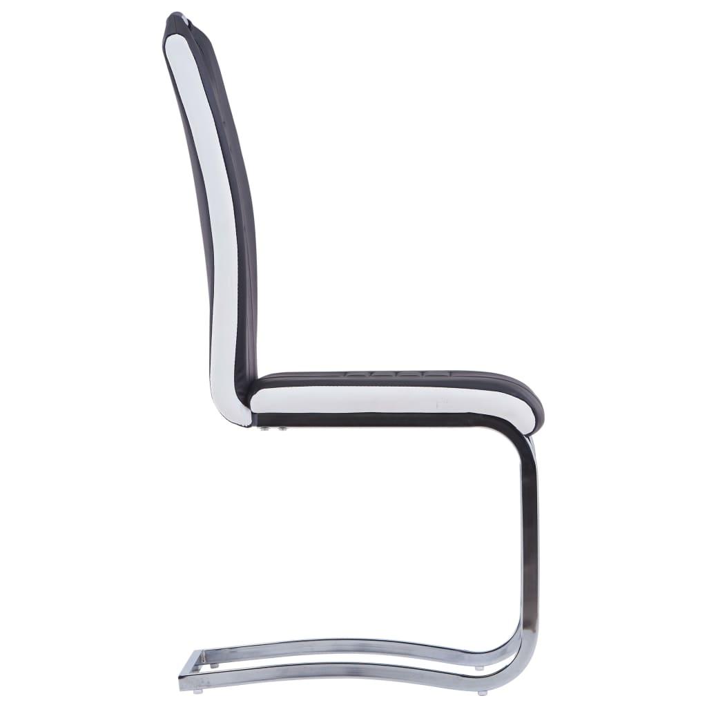 Cantilever Dining Chairs 4 pcs Black Faux Leather