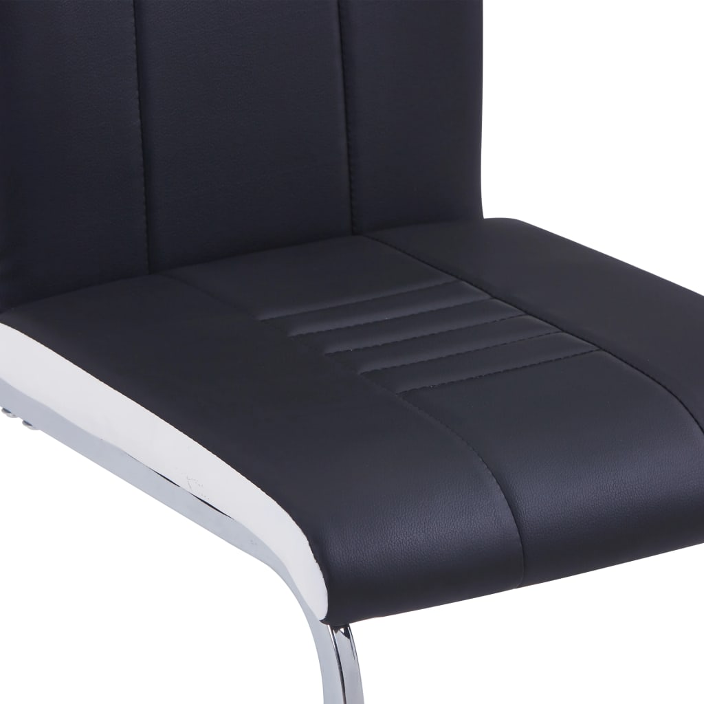 Cantilever Dining Chairs 4 pcs Black Faux Leather
