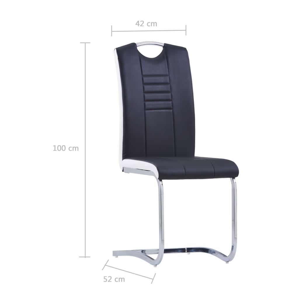Cantilever Dining Chairs 4 pcs Black Faux Leather