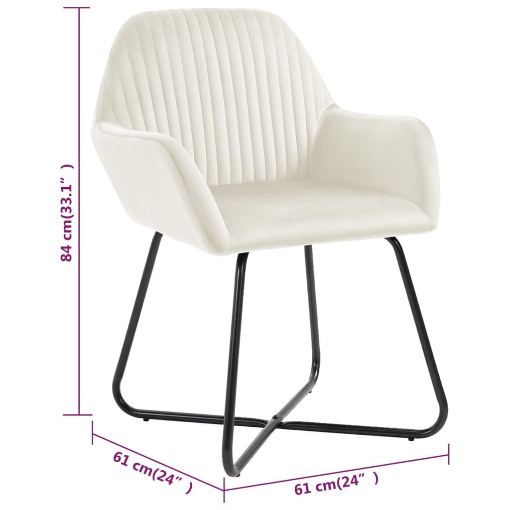 Dining Chairs 2 pcs Cream Velvet