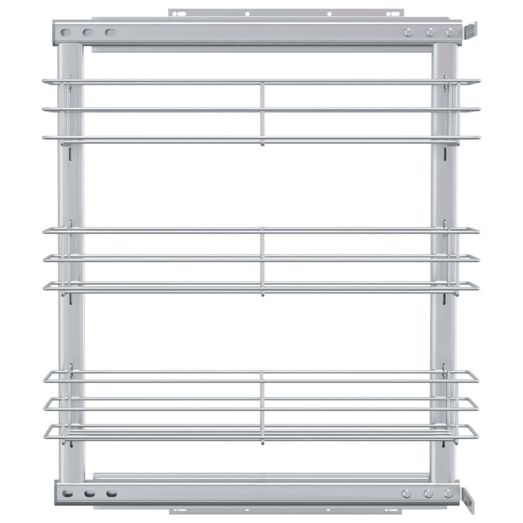 3-Tier Pull-out Kitchen Wire Basket Silver 47x15.5x55.5 cm