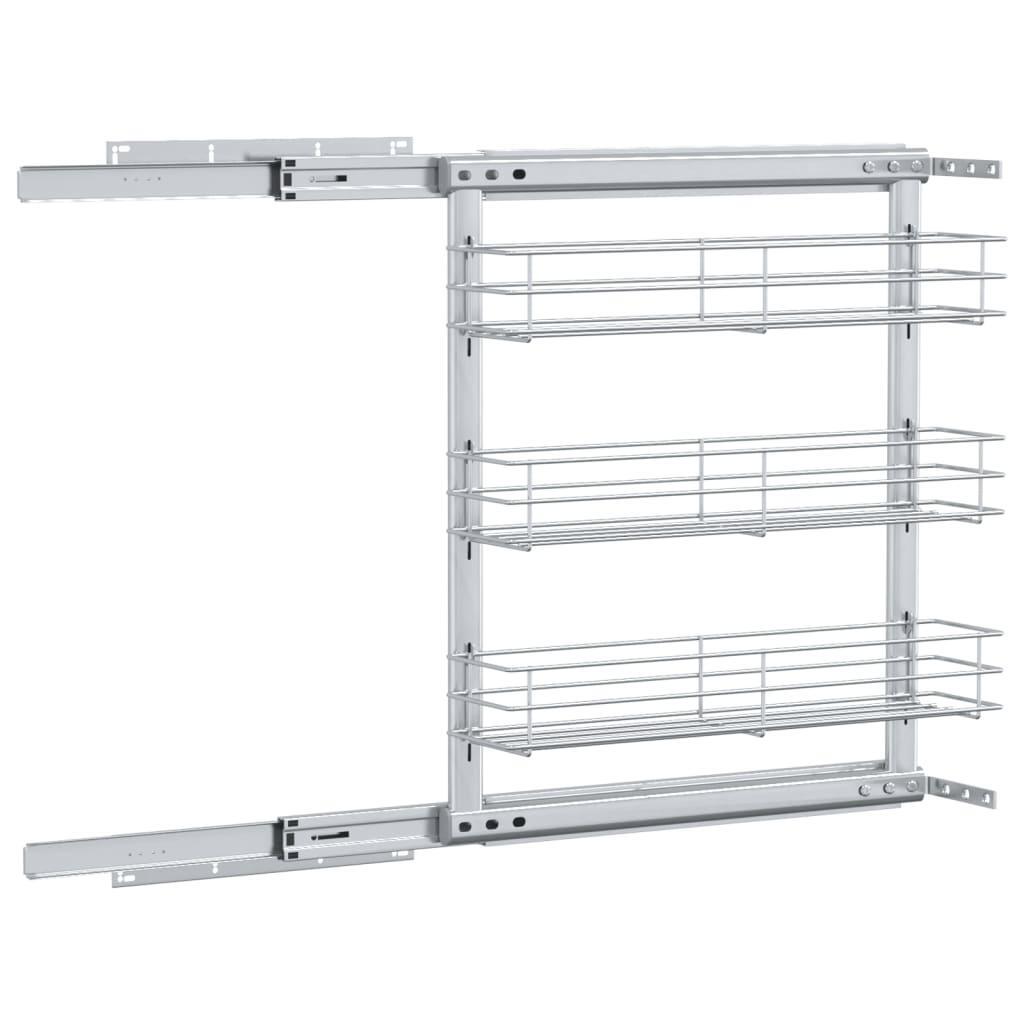 3-Tier Pull-out Kitchen Wire Basket Silver 47x15.5x55.5 cm
