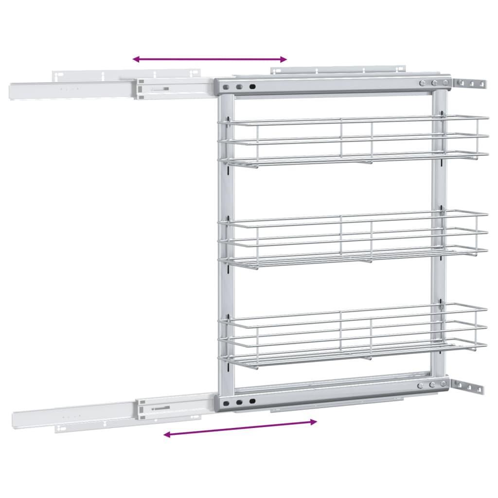 3-Tier Pull-out Kitchen Wire Basket Silver 47x15.5x55.5 cm