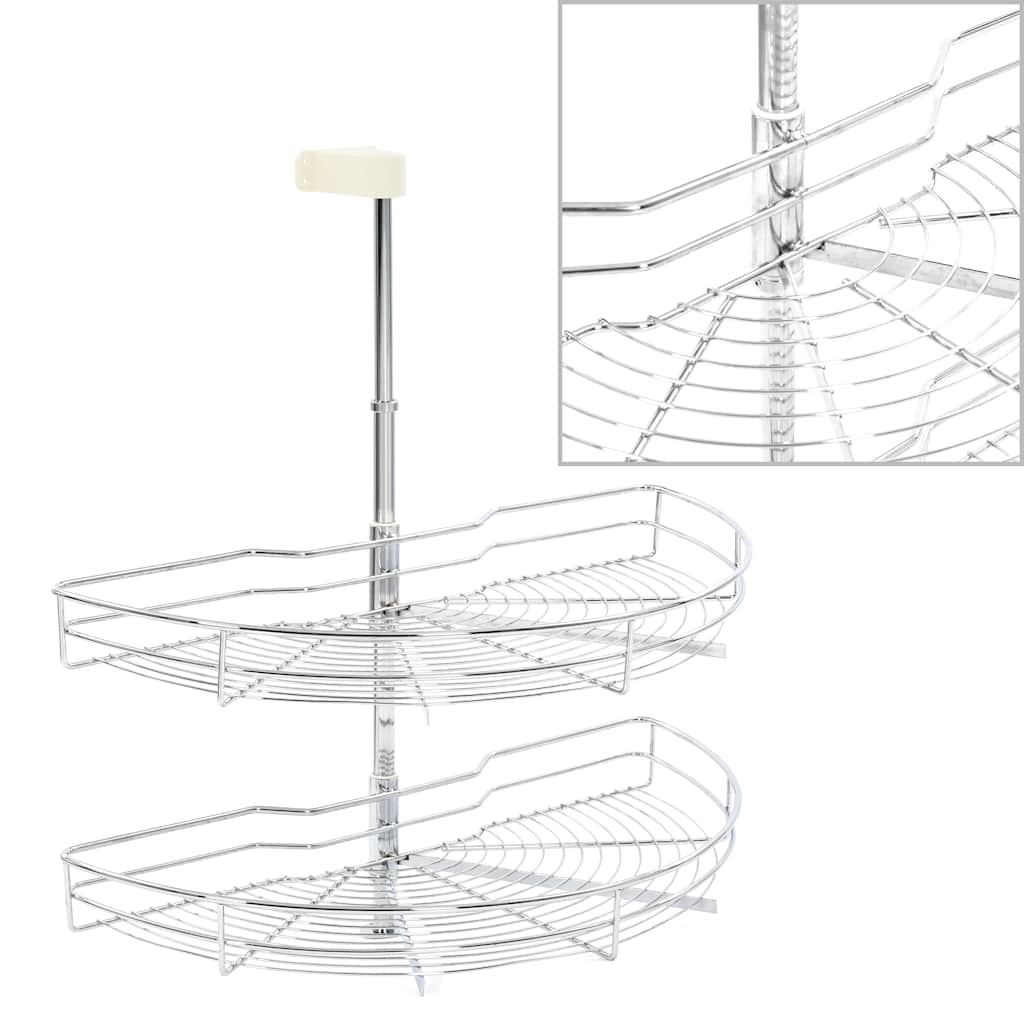 2-Tier Kitchen Wire Basket Silver 180 Degree 75x38x80 cm