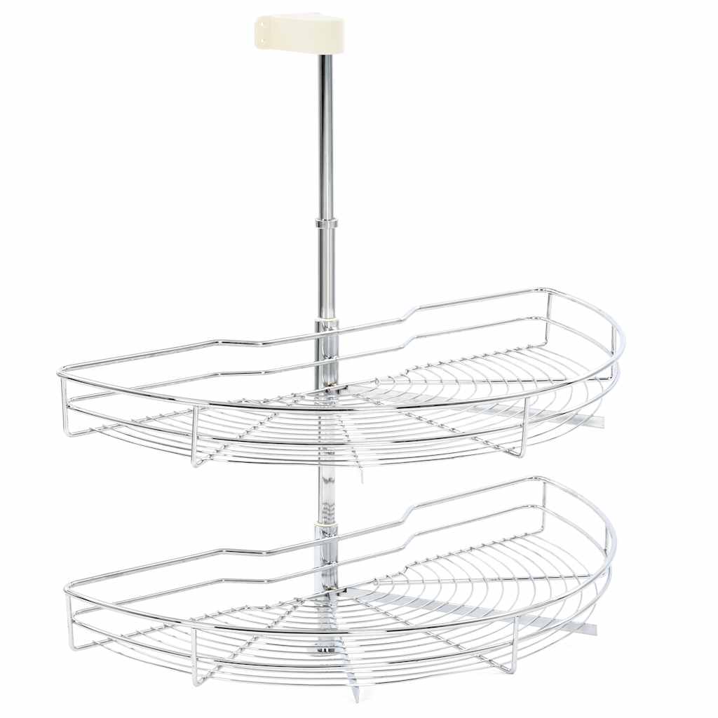 2-Tier Kitchen Wire Basket Silver 180 Degree 75x38x80 cm