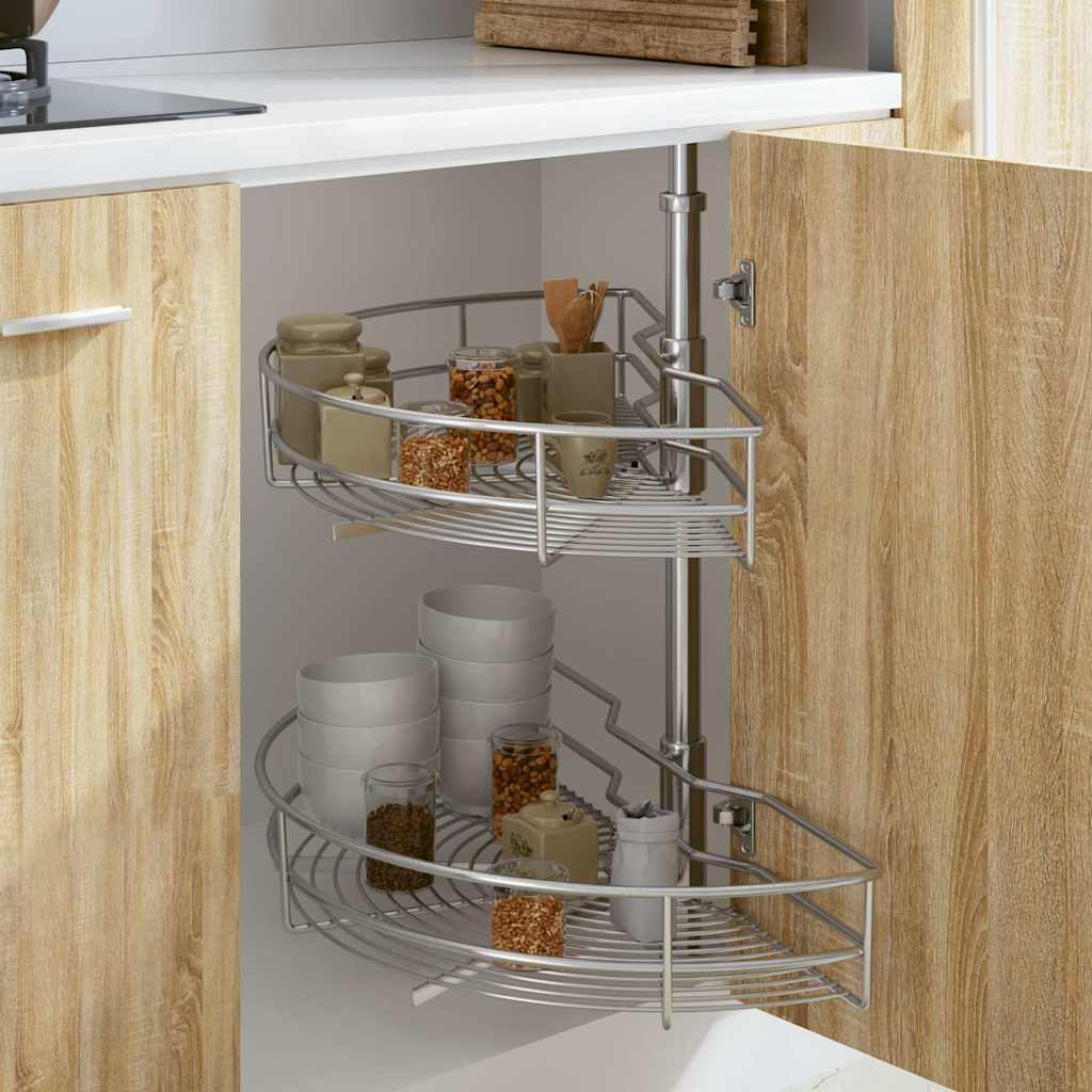 2-Tier Kitchen Wire Basket Silver 180 Degree 75x38x80 cm