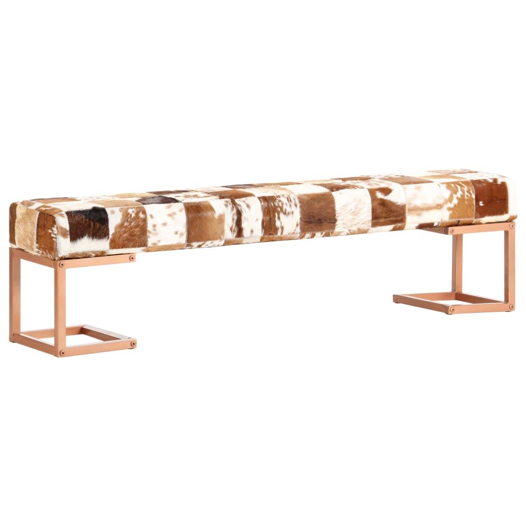 Bench 160 cm Brown Patchwork Genuine Goat Leather