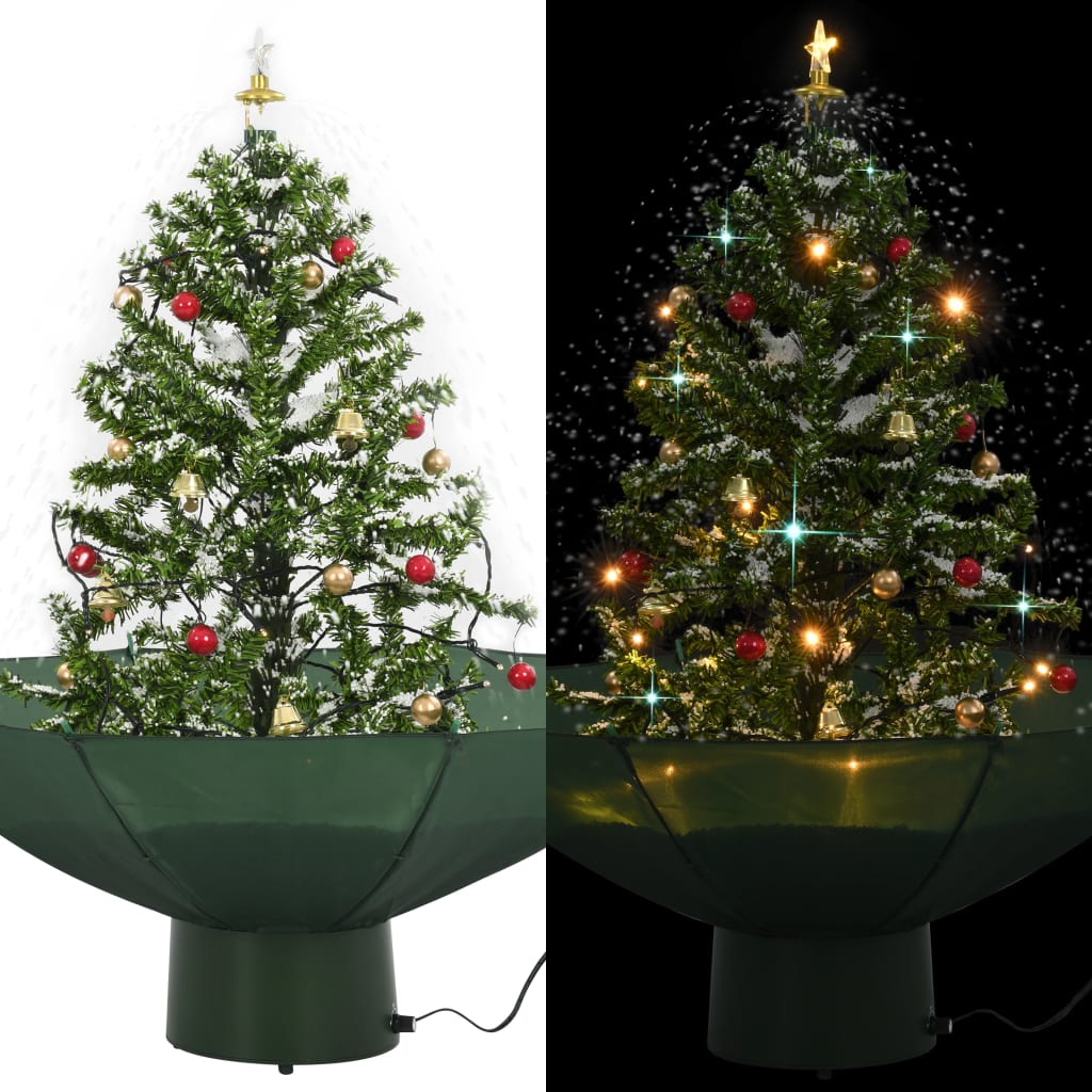 Snowing Christmas Tree with Umbrella Base Green 75 cm