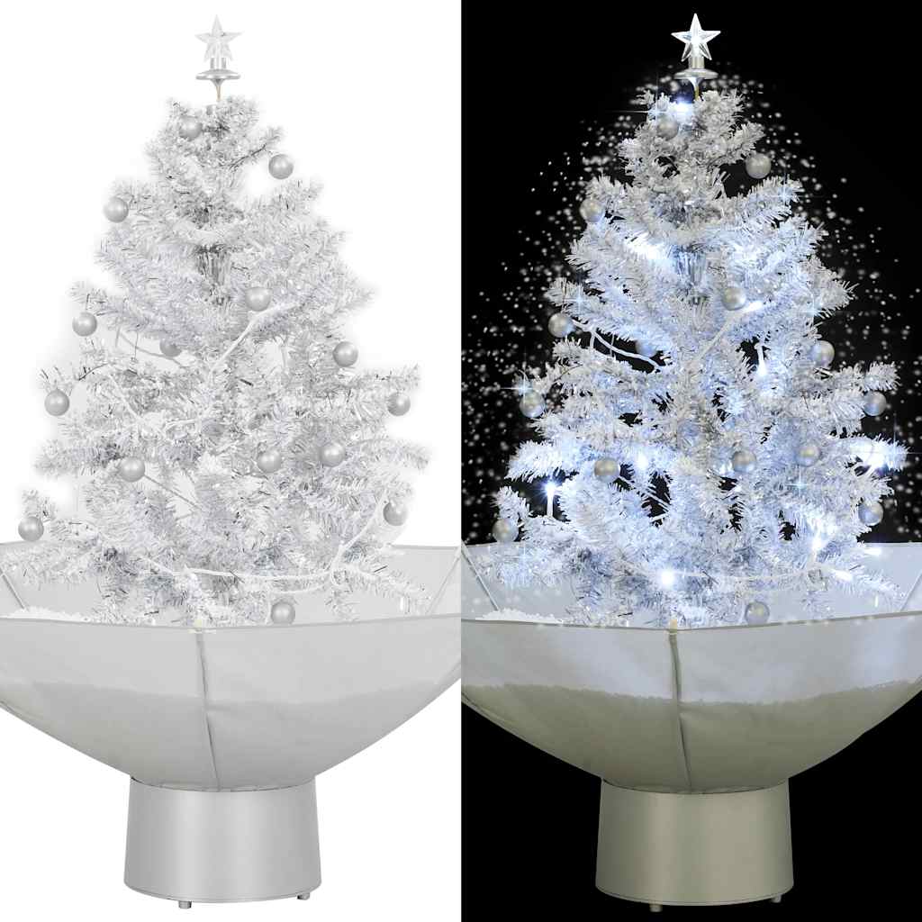 Snowing Christmas Tree with Umbrella Base White 75 cm