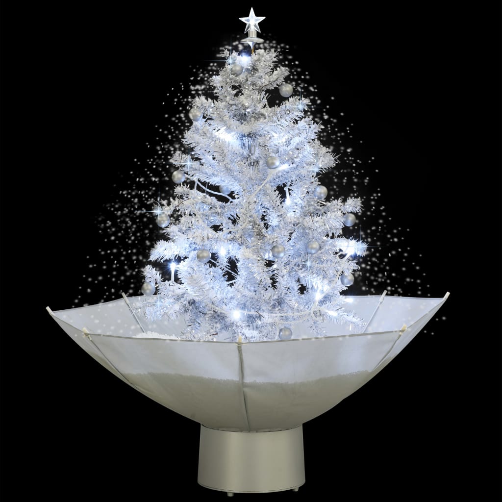 Snowing Christmas Tree with Umbrella Base White 75 cm