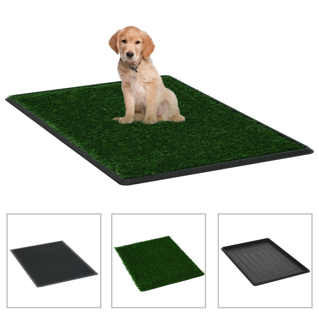 Pet Toilet with Tray &amp; Faux Turf Green 76x51x3 cm WC