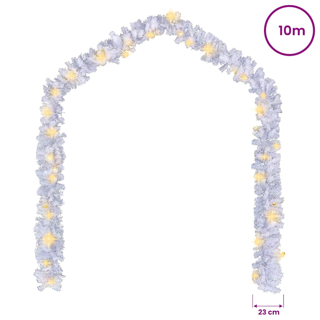 Christmas Garland with LED Lights 10 m White