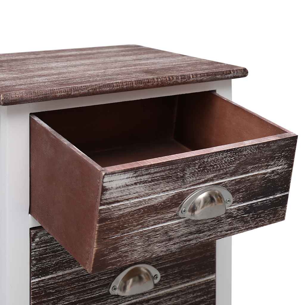 Nightstand Brown and White 38x28x45 cm Paulownia Wood