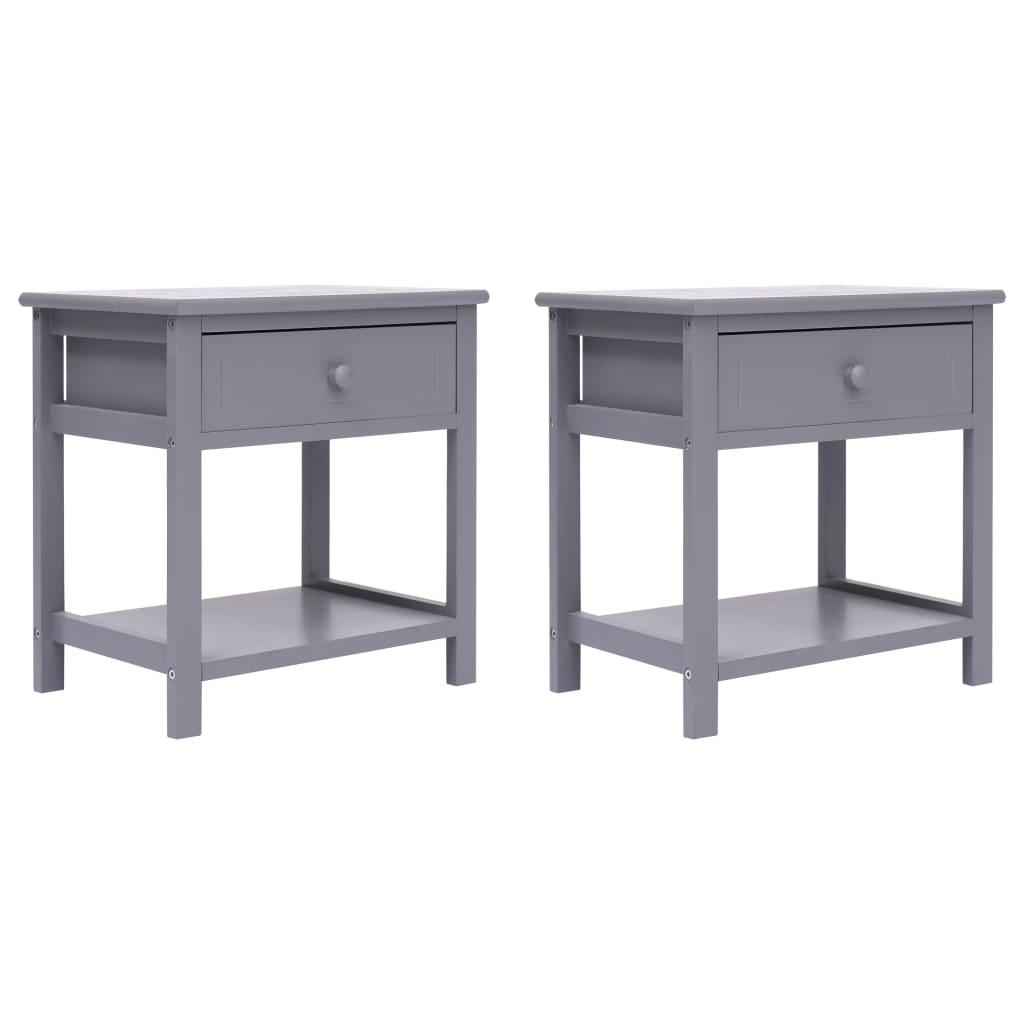 Nightstands 2 pcs Grey 40x29x42 cm Paulownia Wood